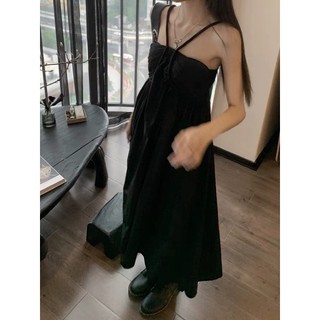 Đầm dáng dài babydoll cổ yếm phong cách retro Pháp 2022