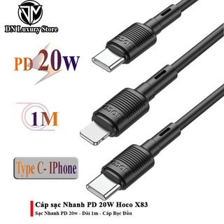 "cáp sạc nhanh pd 20w hoco x83" loại cáp to dày, dây sạc bọc dù,chống rối