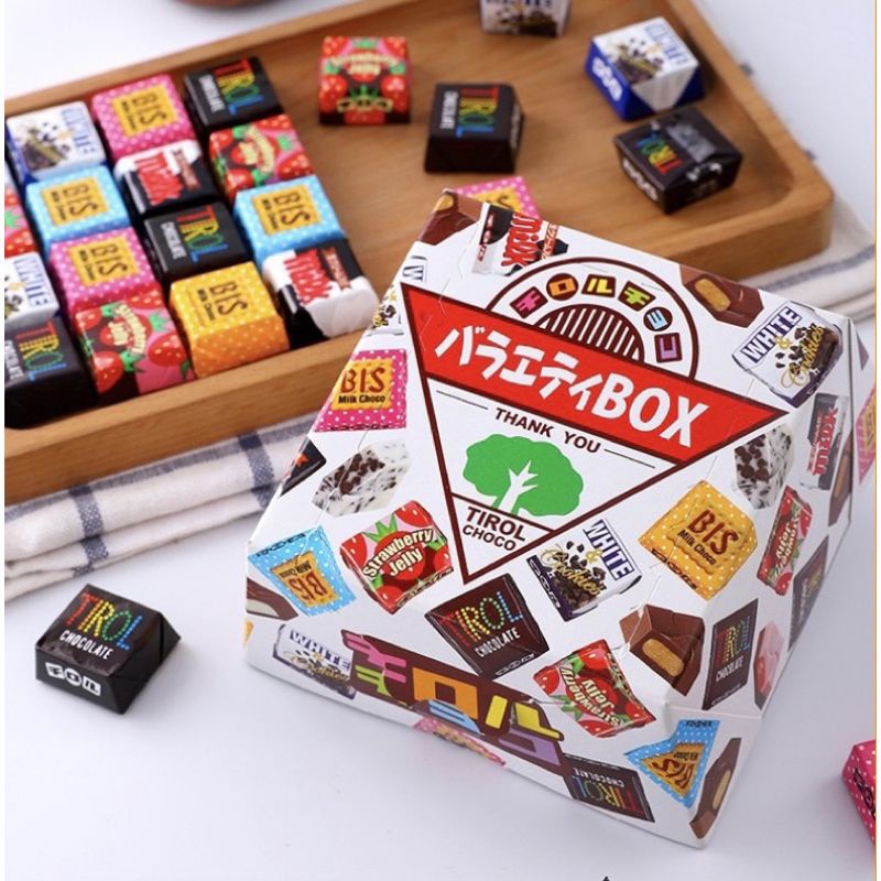 TIROL CHOCOLATE JP BOX CHÍNH HÃNG MIX 5 VỊ (27 VIÊN) LÀM QUÀ ĐÁNG YÊU 8/3, VALENTINE TRẮNG