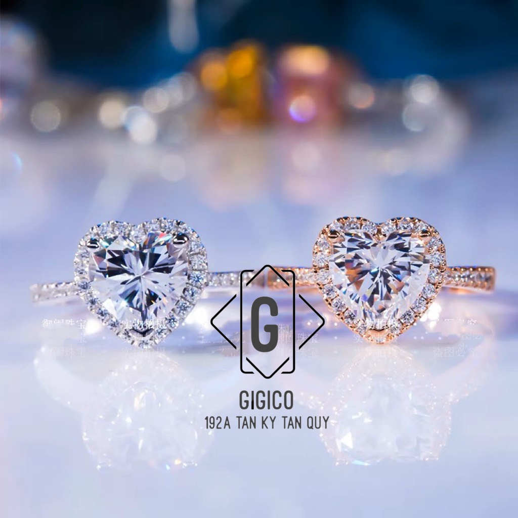 Nhẫn đá kim cương nhân tạo moissanite mặt trái tim