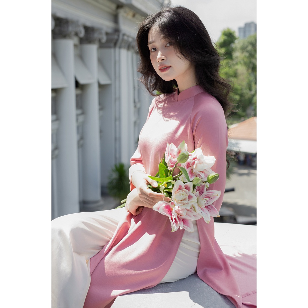 Set Áo dài Rosemary Lụa Tây Thi Hồng Tím