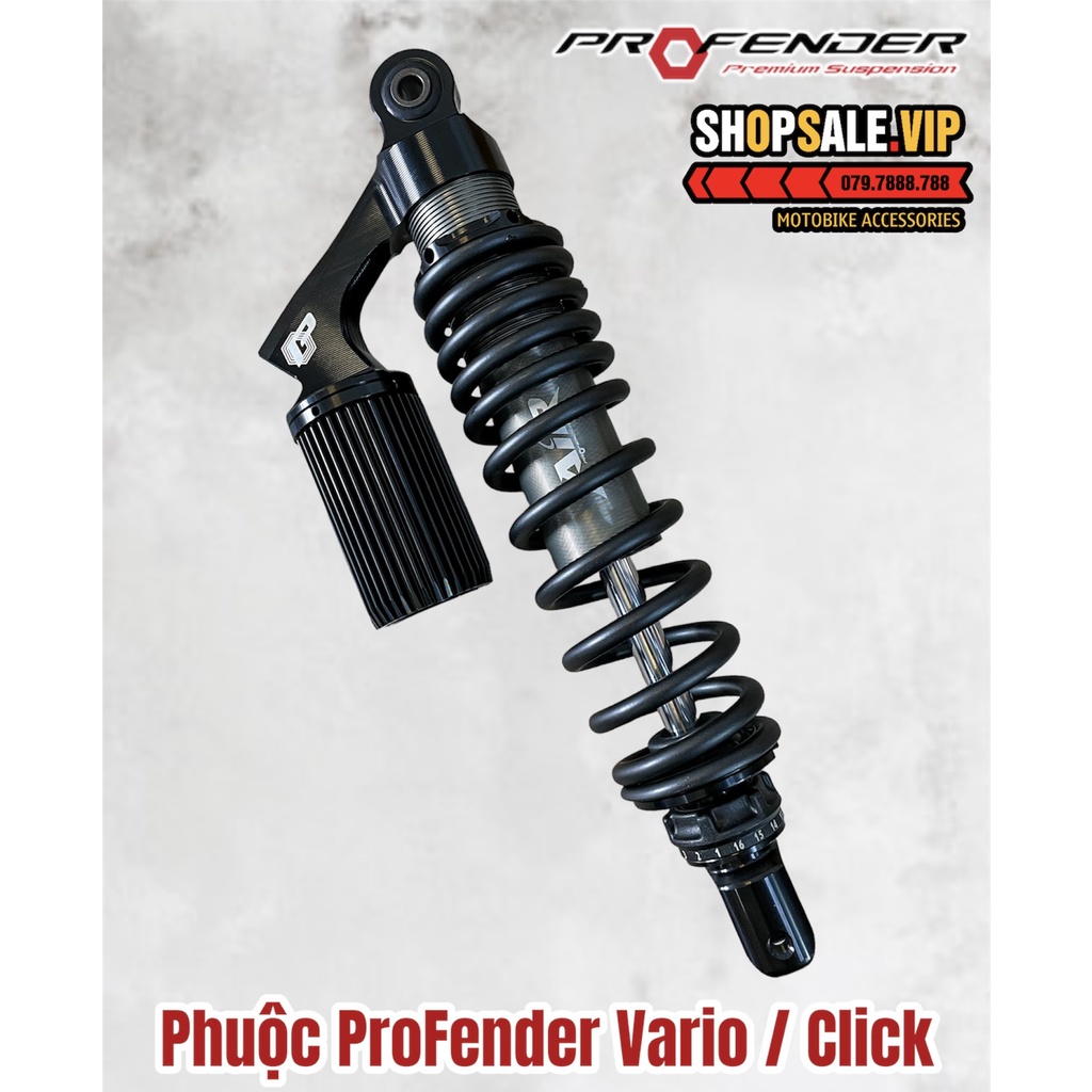 Phuộc Profender Cho Vario/Click160 Có Bình Dầu (Màu Đen)