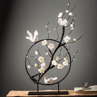 Khung hoa Mai đôi chim trắng sứ - Cây đào, Cây mai ngày tết - Decor phòng khách - Đơn giản, Hiện đại