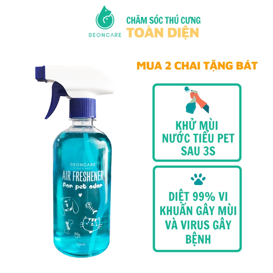 Combo 2 chai xịt khử mùi toàn diện Beoncare gồm 1 chai khử mùi hôi cơ thể thú cưng và 1 chai khử mùi nước tiểu