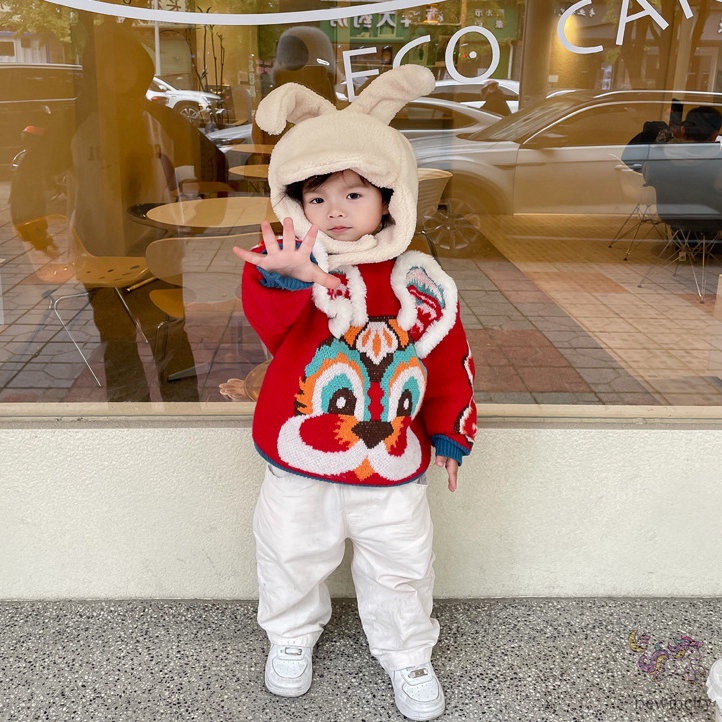 Áo Liền Quần Dệt Kim Dày Dặn In Họa Tiết Thỏ Hoạt Hình Phong Cách Trung Hoa Dễ Thương Thời Trang Cho Bé Trai Và Gái