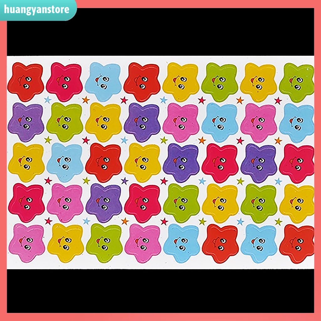 HY/ Set 10 tờ sticker hình ngôi sao có mặt cười xinh xắn dùng để trang trí thủ công