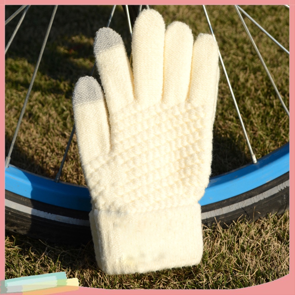 Găng tay dệt kim màu trơn chống gió thời trang thu đông kiểu dáng dễ thương