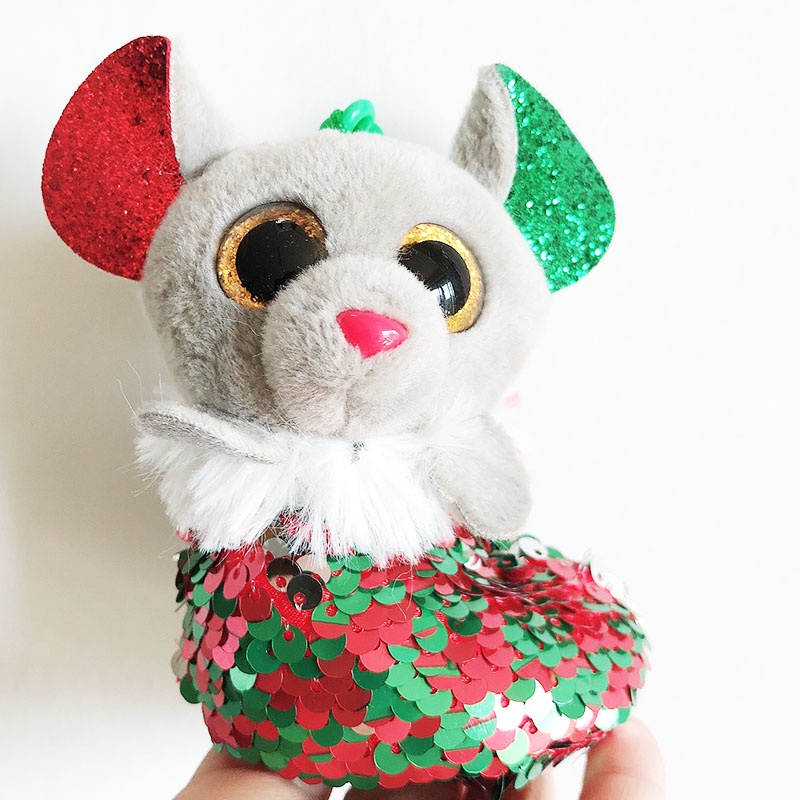 Ty Móc Khóa Búp Bê Nhồi Bông Mềm Mại Đính Kim Cương Sequin Slush Wave Ánh Trăng Khuyết Hình Động Vật