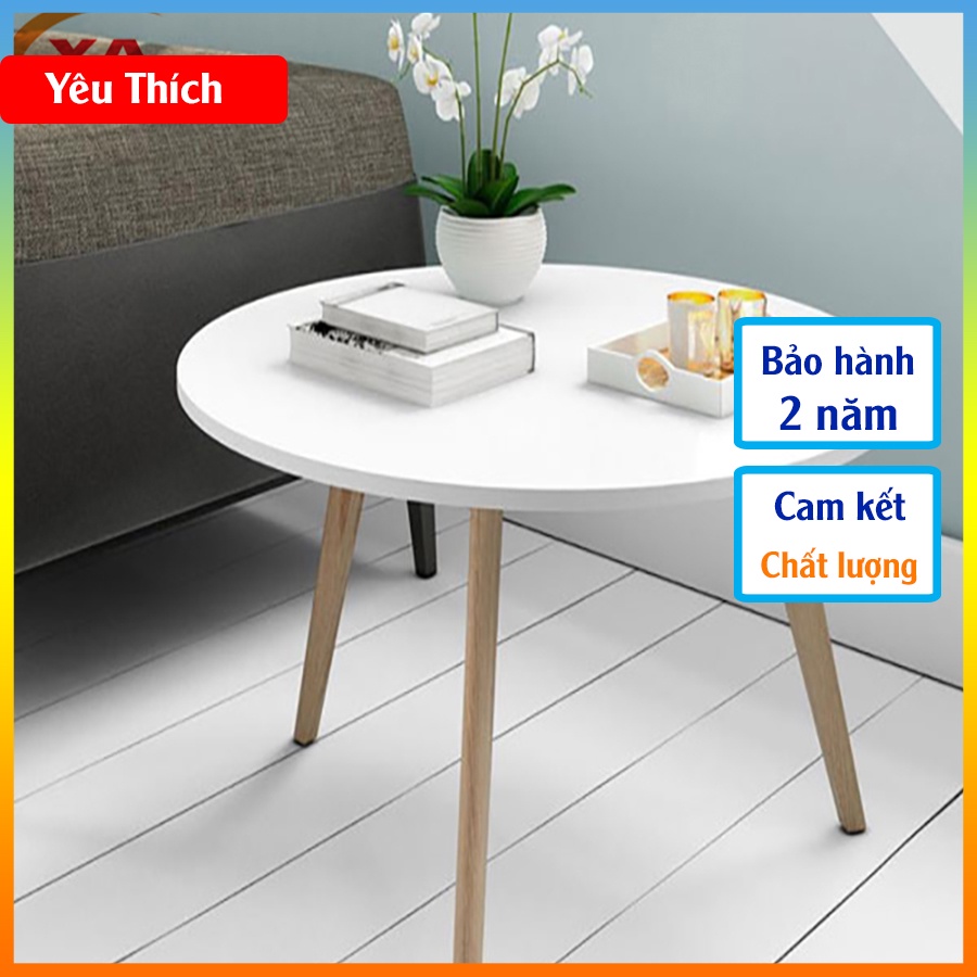 Bàn trà sofa chân gỗ tự nhiên D60