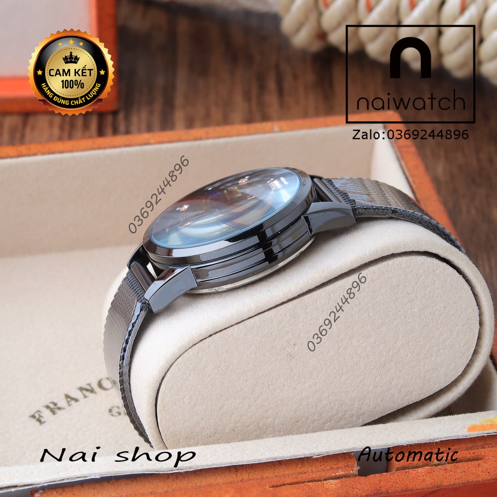 Đồng hồ nam Skmei cơ tự động full đen, dây lưới thép cực trẻ trung năng động