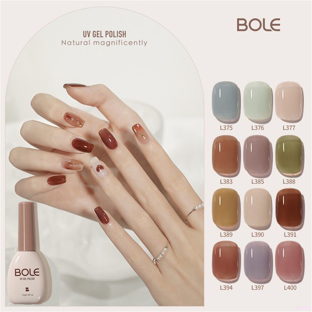♕Bole 30 Màu Sơn Móng Tay Trong Suốt Trà Đá Keo Dán Móng Tay Màu Thạch Đá Caramel Sơn Bóng Đèn Led Uv Ngâm Cho Tiệm Làm Móng Upbest