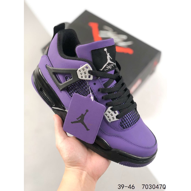 (Chính hãng_NEW_HOT) giày thể thao Air jordan 4 Retro AJ4 màu tím đen