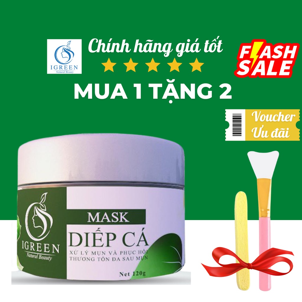 Mặt Nạ Diếp Cá Tươi Igreen, Se Khít Lỗ Chân Lông, Từ Thiên Nhiên, Ngăn Mụn 120 gr