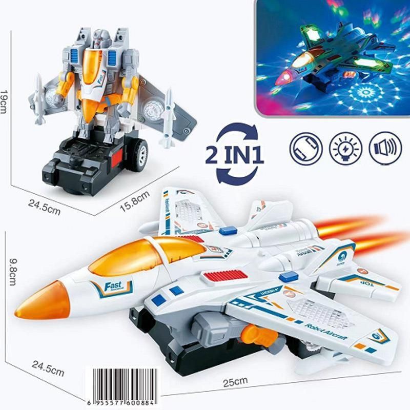 Đồ chơi máy bay chiến đấu biến hình robot có nhạc và đèn nhiều màu sắc cho bé