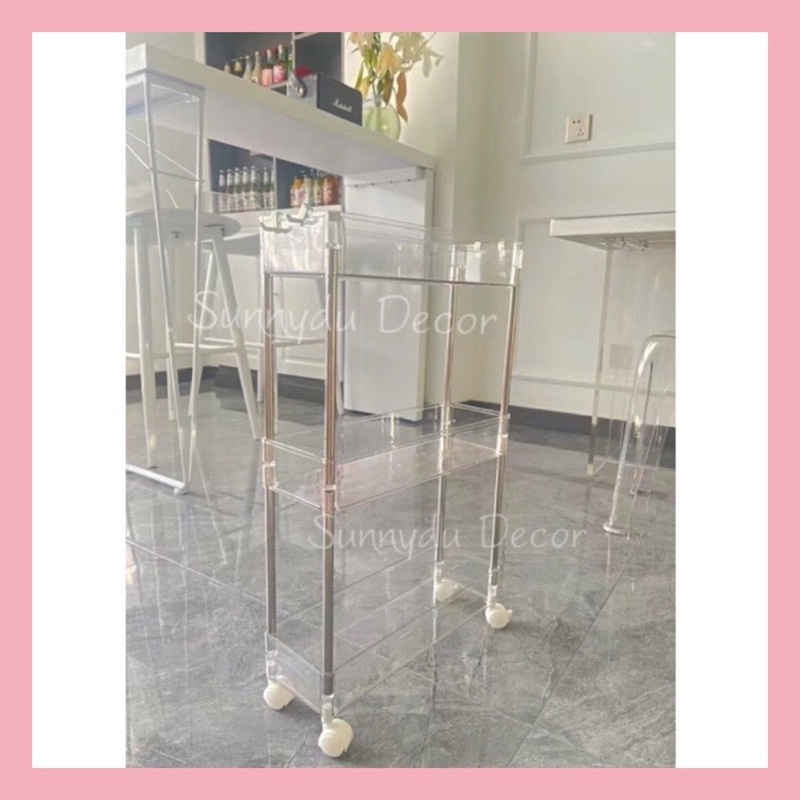 KỆ 3 TẦNG ĐA NĂNG KỆ SPA NAIL 3 TẦNG TRONG SUỐT MÀU TRẮNG SANG TRỌNG CÓ BÁNH XE DI CHUYỂN ĐƯỢC RẤT TIỆN LỢi