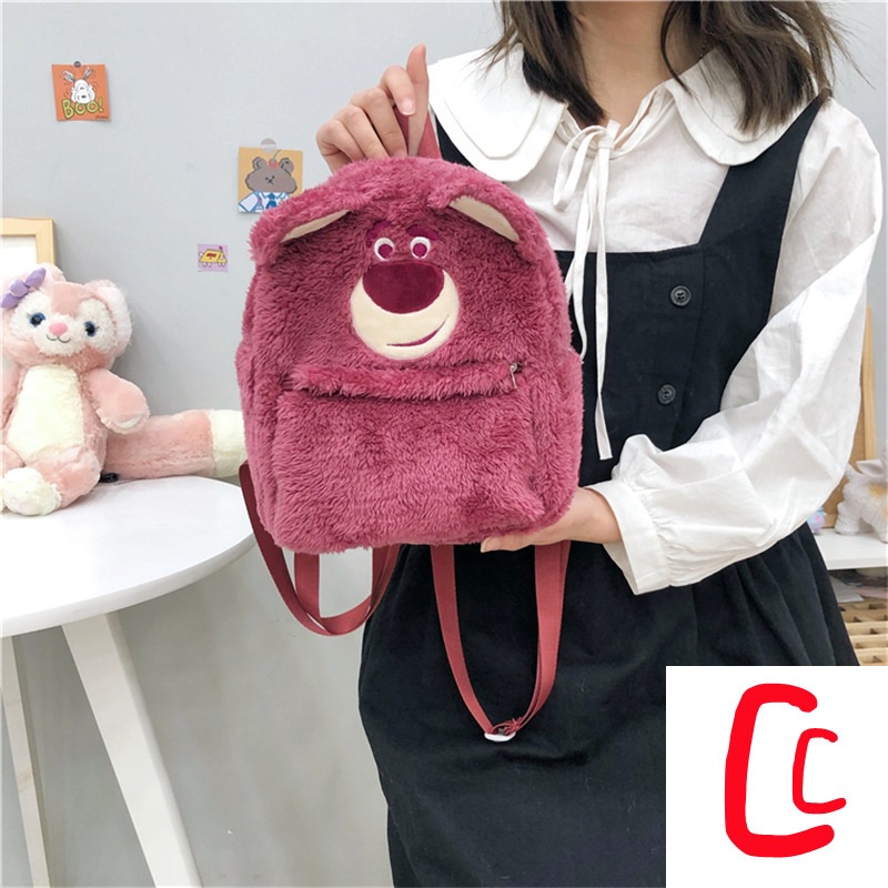 Balo Hình Gấu Dâu Tây Bằng Nhung Dễ Thương Xinh Xắn