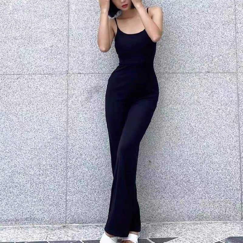 Jumpsuit 2 Dây Hở Lưng Ống Suông Dáng Dài