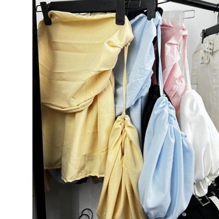 Áo kiểu trễ vai nữ tay bồng xếp li kiểu Áo Tay Phồng Chiết Eo Dáng Peplum Tiểu Thư - AO041