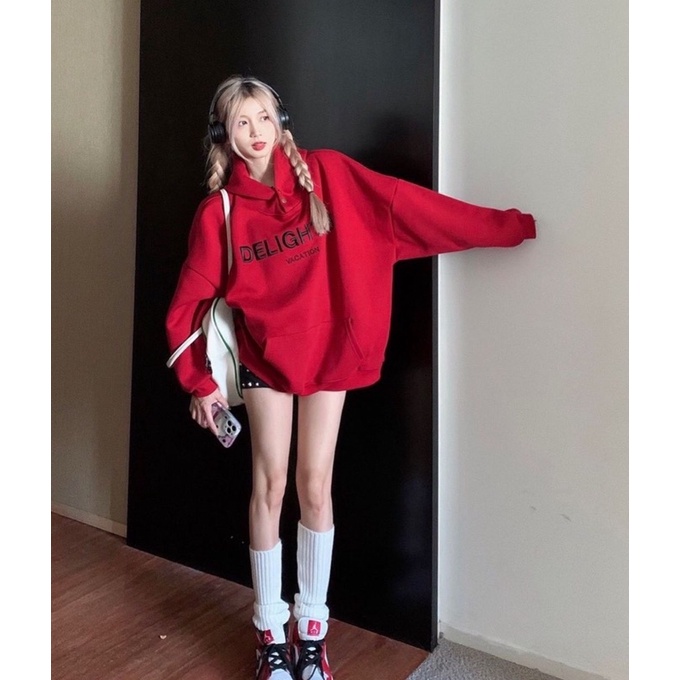 [ Rẻ vô địch ] Áo hoodie form rộng mũ hai lớp - Delight