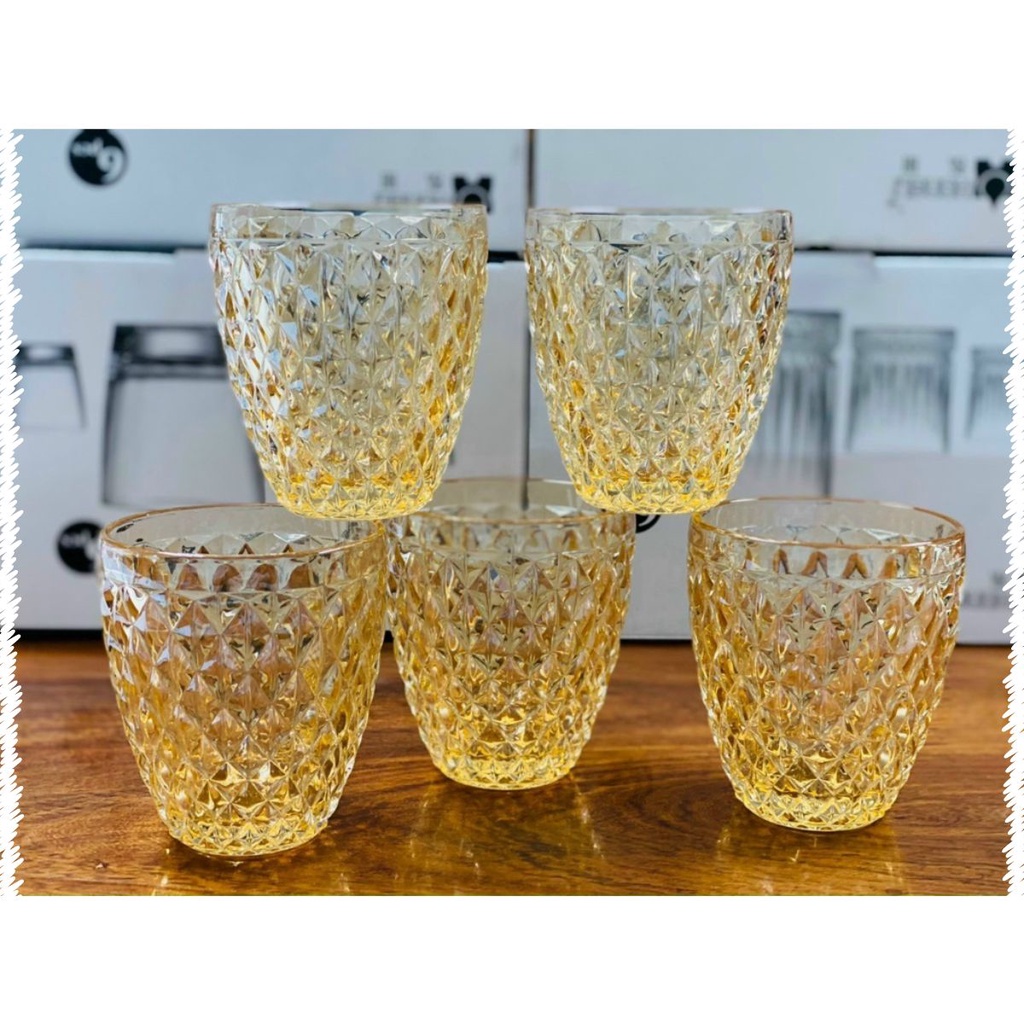 SIÊU GIẢM GIÁ BỘ CỐC THỦY TINH PHA LÊ MÀU VÀNG ÁNH KIM 611FL /BHA6