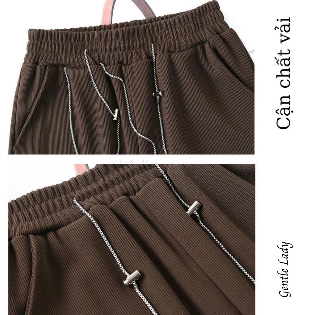 Quần Nỉ Nhung Tăm Dây Xích, Quần Ống Suông Cạp Chun Siêu Hot