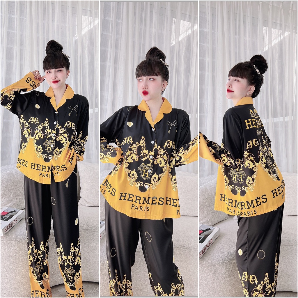 Đồ Bộ Nữ SOJJUN Pijama Quần Dài Tay Dài Lụa Latin Thiết Kế 50-65kg