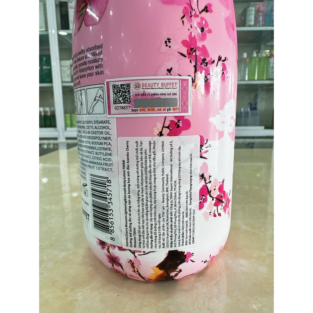 Sữa Tắm - Sữa Dưỡng Thể Dưỡng Ẩm Và Sáng Mịn Da Hương Hoa Anh Đào Scentio 700ml Chính Hãng Công Ty