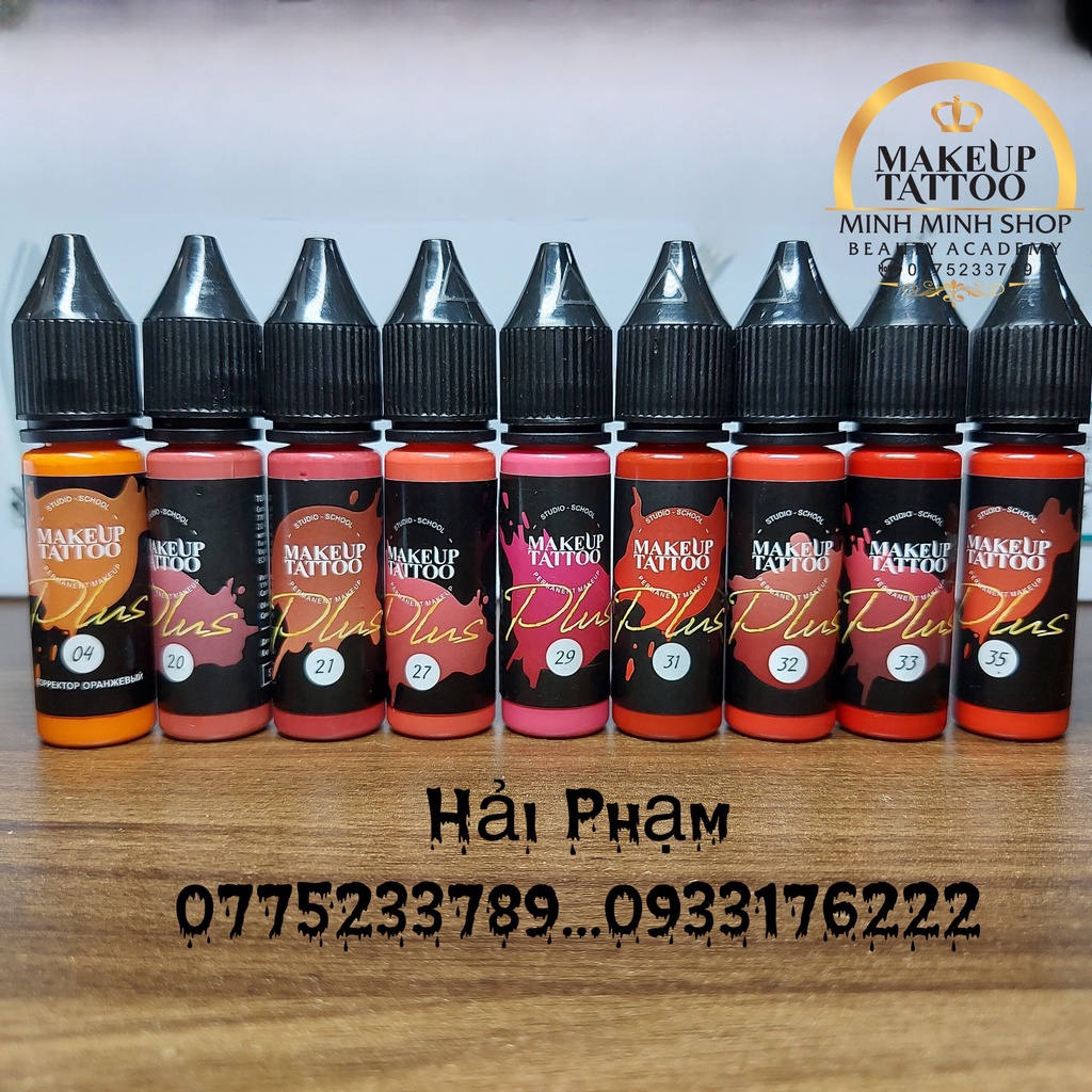 Mưc Makeup Tattoo Mực phun xăm mày môi mí chính hãng Nga gốc bột nước chai 10ml