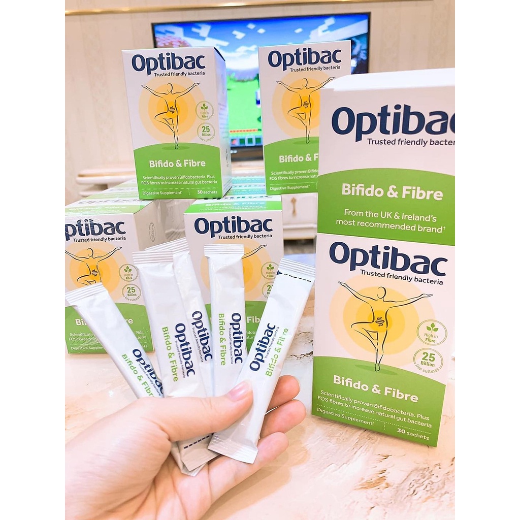 Men Vi Sinh OPTIBAC Xanh Lá Ngừa Táo Bón Hộp 30 Gói