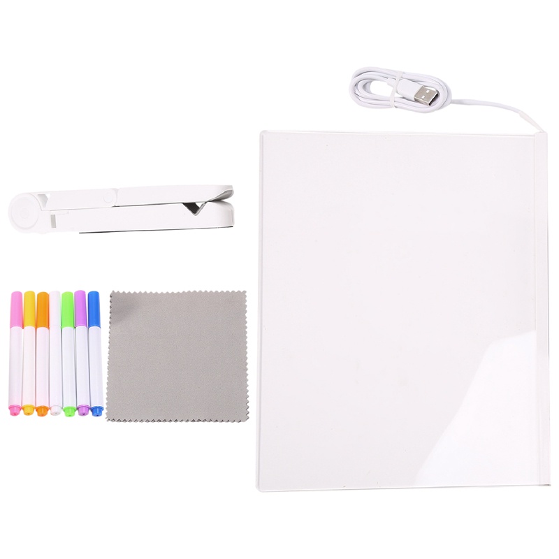 Bảng Ghi Chú Dạ Quang 30x20CM Kèm 7 Cọ Vẽ Tiện Dụng