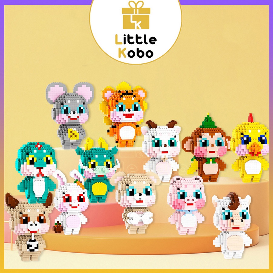 Mô Hình Lắp Ráp 12 Con Giáp 12 Sinh Thú Đồ Chơi Lắp Ghép Xếp Hình Chibi 3D Trí Tuệ Xả Stress Giải Trí
