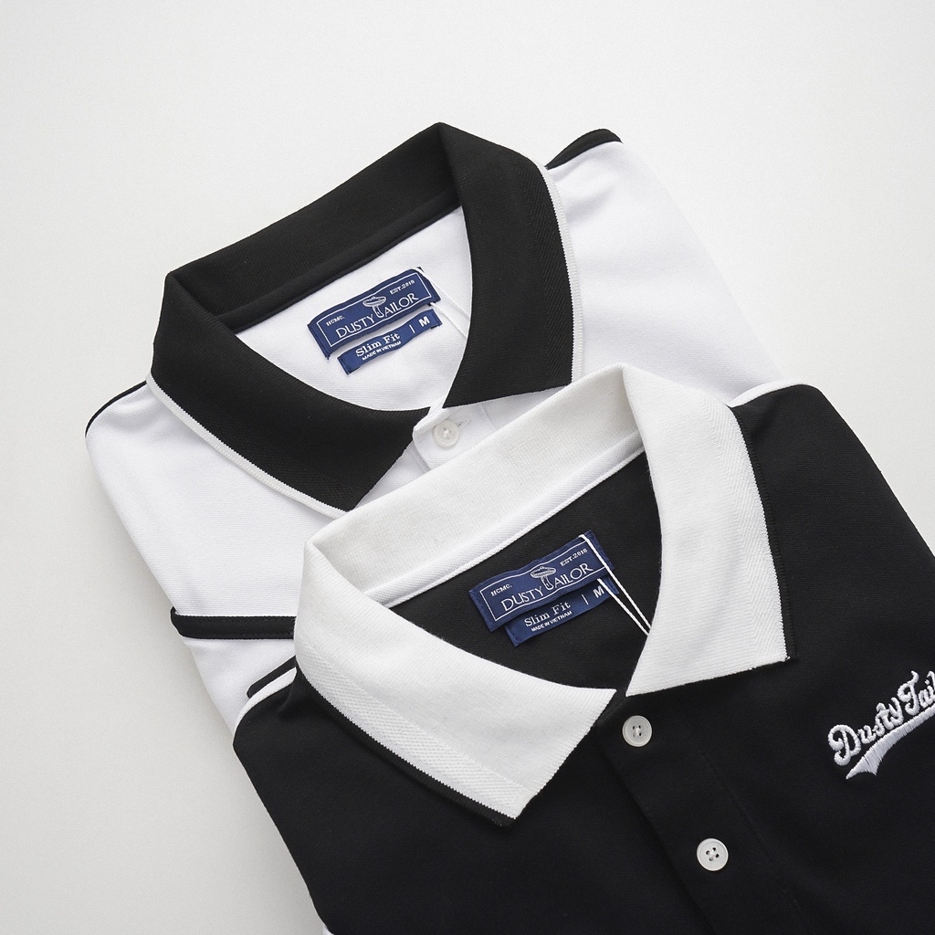 Áo polo Dusty Tailor chính hãng, thiết kế phối sọc độc đáo, vải cá sấu cotton 4c dày dặn cực bền màu, form áo slimfit