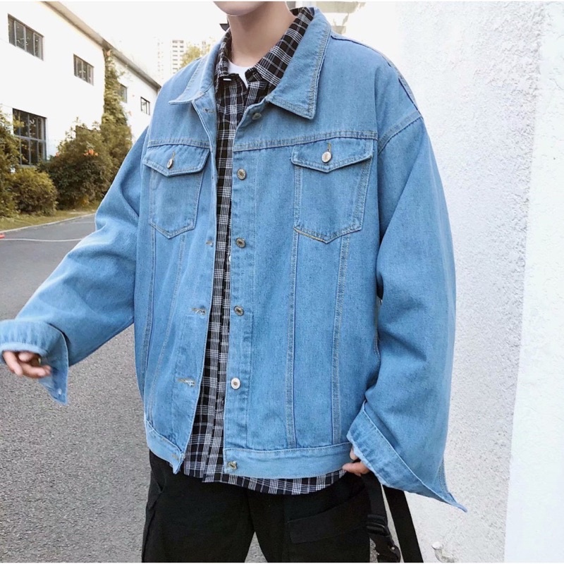 Áo khoác jeans nam nữ mẫu in Gấu