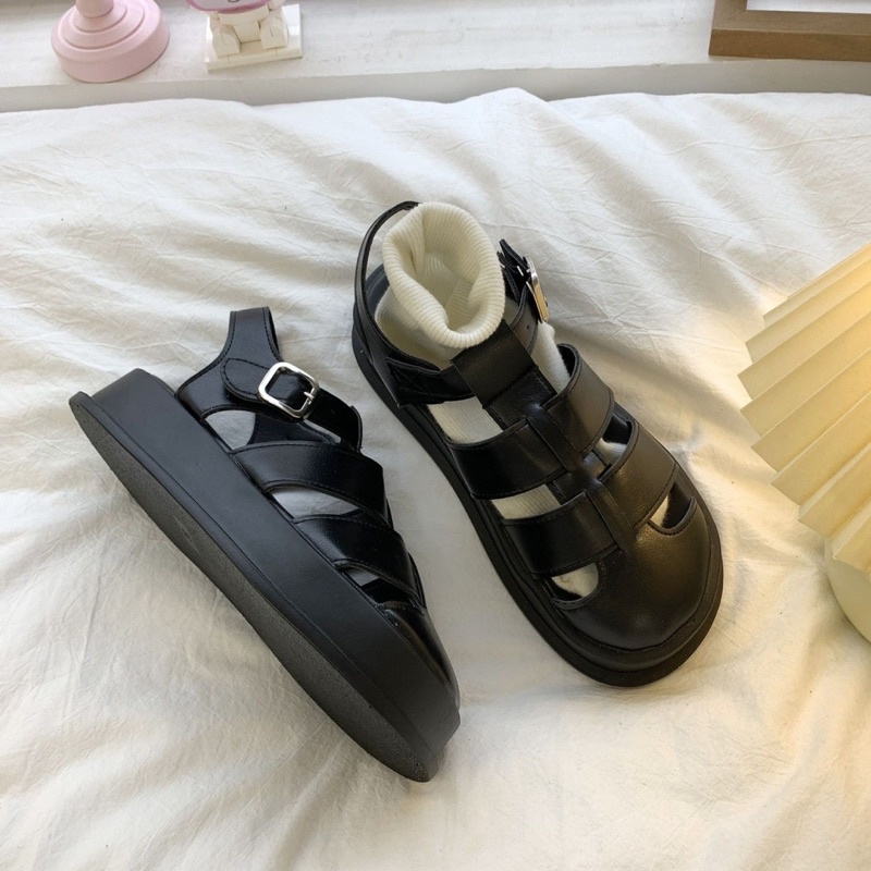 Giày Sandal Nữ Ulzzang - Giày quai hậu nữ đế bằng phong cách La Mã