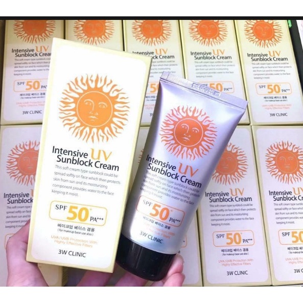 Kem chống nắng 3w Clinic intensive UV sunblock cream SPF 50 Pa+++ 70 ml NPP
