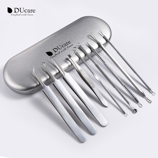 Bộ 9 dụng cụ nặn mụn DUCARE bằng thép không gỉ chăm sóc da chuyên nghiệp