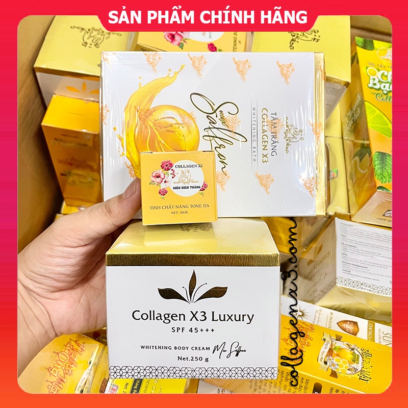 Combo Kem Body Collagen X3 Luxury và Kích trắng Colagen X3 công ty Mỹ phẩm Đông Anh