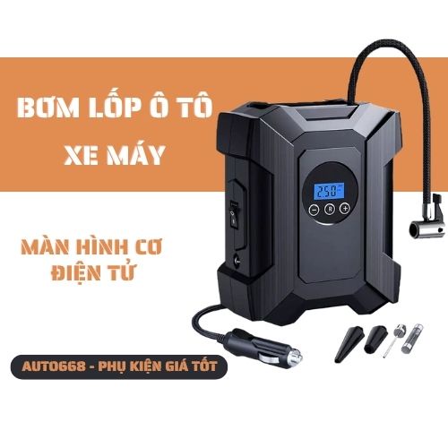 Bơm lốp ô tô, bơm lốp xe máy, xe đạp suitu St818 màn hình cơ,màn hình điện tử tự động ngắt