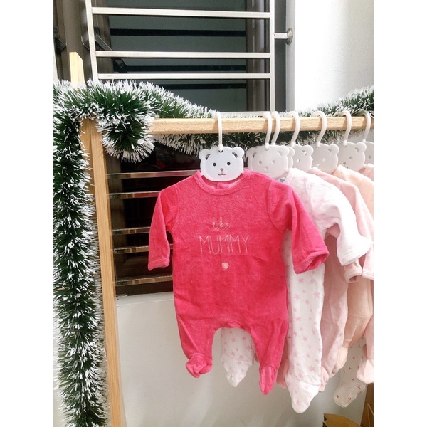 Body nỉ nhung sơ sinh cho bé gái hiệu Tex, Kiabi