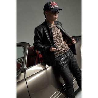 Áo khoác da nam cam kết da thật 100% FTT Leather Bomber Jacket chất liệu da cừu, bò, dê AD601