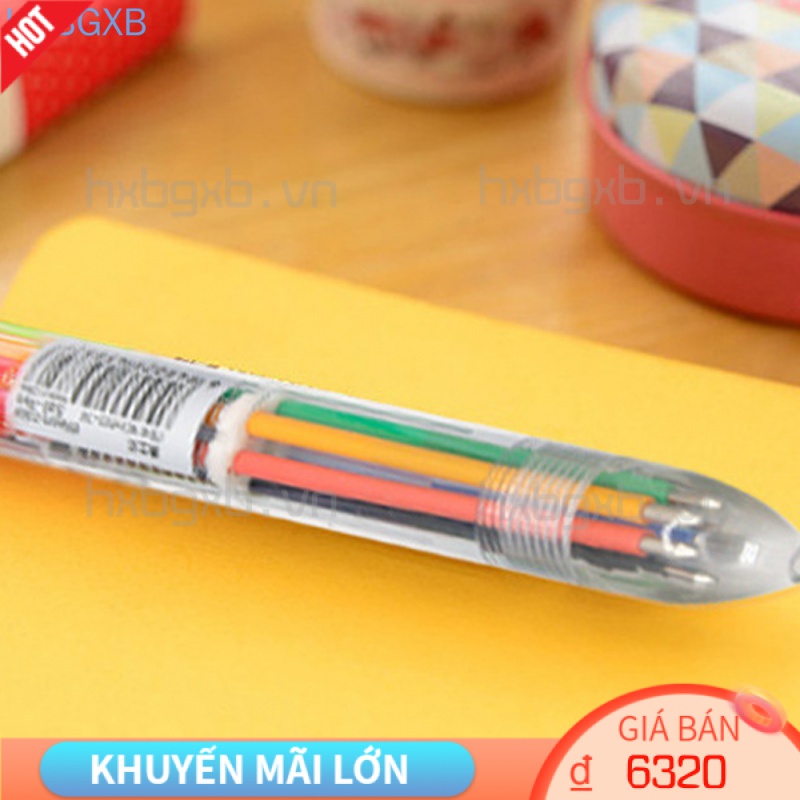Bút bi 6 màu mực trong 1 độc đáo tiện dụng