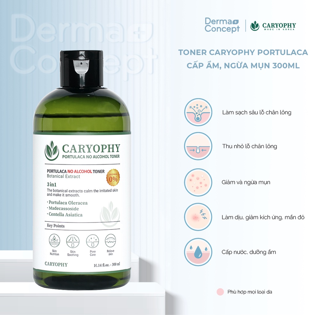Toner Caryophy Portulaca cấp ẩm, làm dịu da, ngừa mụn 300ml