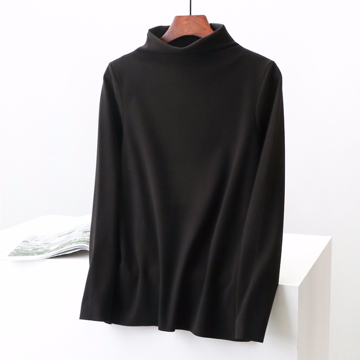 SUXI Áo Thun Cổ Cao Màu Trơn Dày Dặn Thời Trang