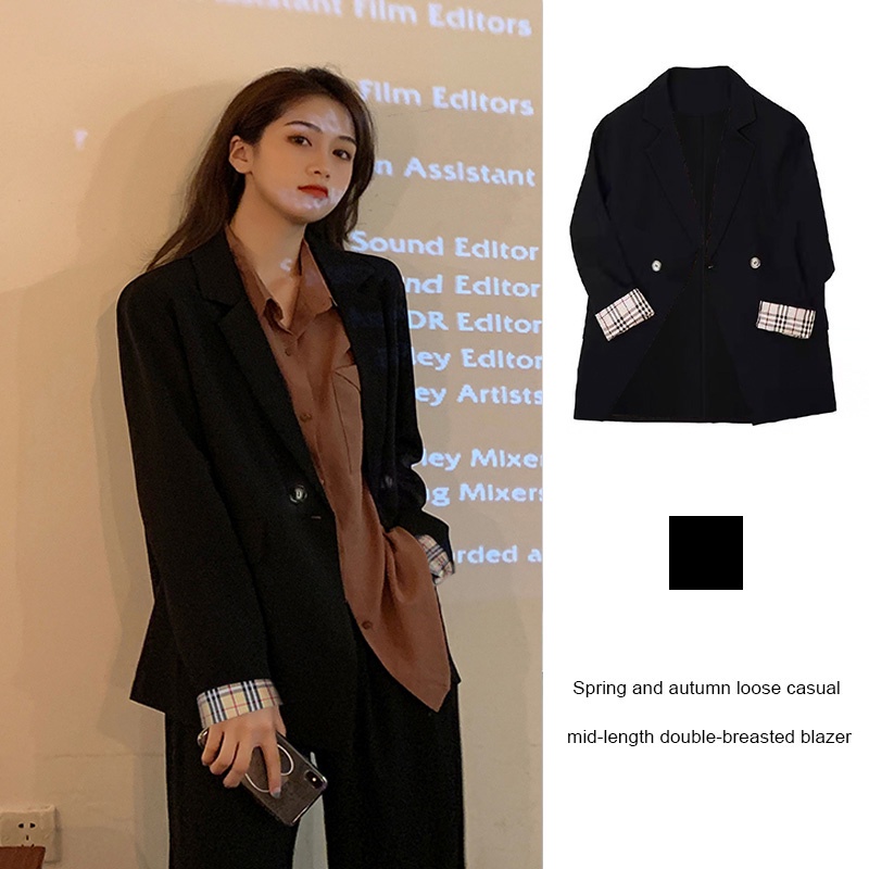 Áo blazer 2 lớp nữ BIGSIZE dài tay cổ vest có đệm vai phong cách hàn quốc