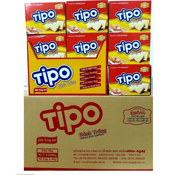 Thùng 4 hộp bánh lễ Tipo (mỗi hộp 12 hộp nhỏ x 2 cái)