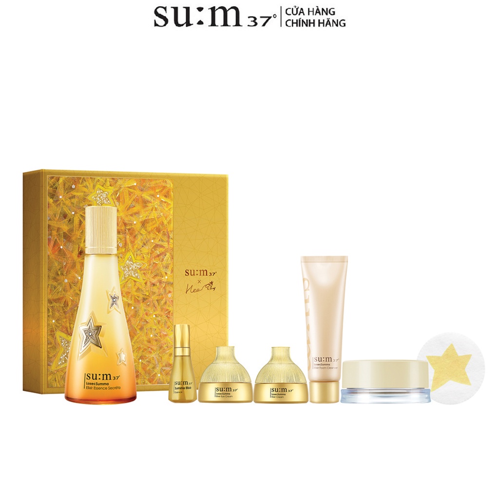 Bộ nước thần hoàng kim thanh lọc và tái sinh da Su:m37 LosecSumma Elixir Essence Secreta Art Collaboration Set 258ml