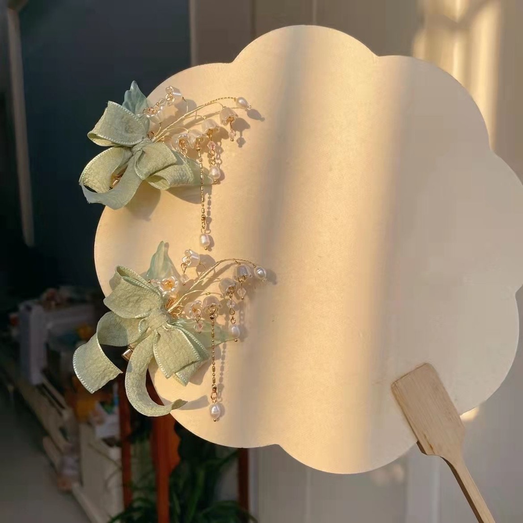 Trâm Cài Tóc Hình Nơ Màu Xanh Lá Phong Cách mori Cổ Điển