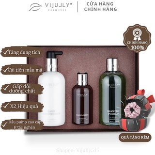 Combo Vijully - Dầu gội bưởi, Dầu xả dừa, Xịt tinh dầu bưởi Vijully giảm rụng tóc & mọc tóc nhanh dài