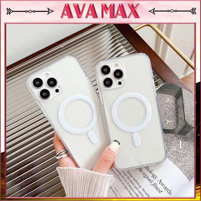 Ốp Lưng Iphone Trong Suốt Từ Tính Hỗ Trợ Sạc Không Dây Cao Cấp Đóng Hộp Đẹp x/xs/11/12/13/14/pro/max/plus