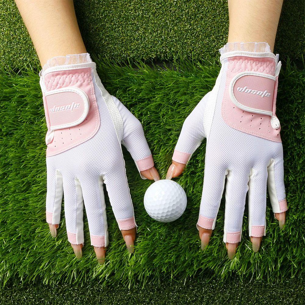 JUNE Găng Tay Đánh Golf Hở Ngón Phối Ren Thoáng Khí Chống Trượt